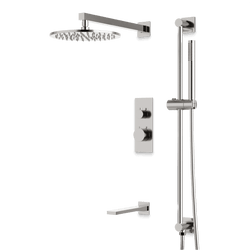 Otella Thermostatic Shower Trim Kit with Hand Shower on Slide Bar, Tub Filler - Brushed Nickel / Linear thumbnail 1
