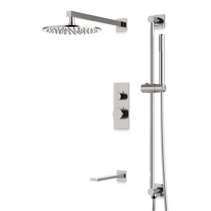 Otella Thermostatic Shower Trim Kit with Hand Shower on Slide Bar, Tub Filler - Brushed Nickel / Linear image 1