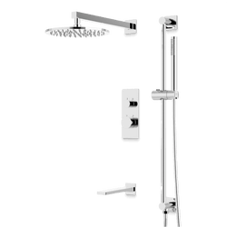 Otella Thermostatic Shower Trim Kit with Hand Shower on Slide Bar, Tub Filler - Chrome / Linear thumbnail 1