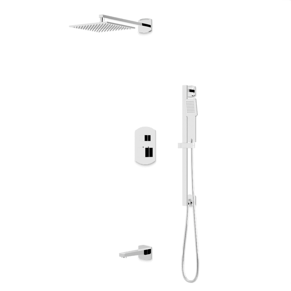 Transitional Thermostatic Shower Trim Kit with Wall Mount Shower Head, Hand Held Shower on Slide Bar, Tub Filler Artos US Chrome 