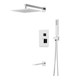 Edge Thermostatic Shower Trim Kit with Wall Mount Shower Head, Hand Shower, Tub Filler - Chrome / Wide thumbnail 1