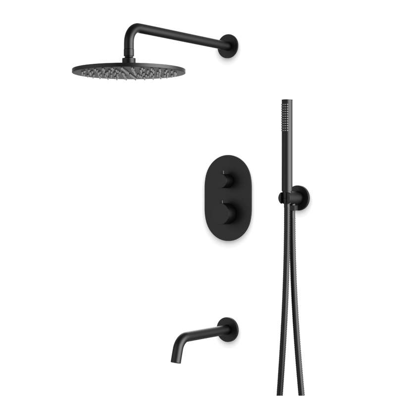 Opera Thermostatic Shower Trim Kit with Hand Shower, Tub Filler - Matte Black / Wide image 1