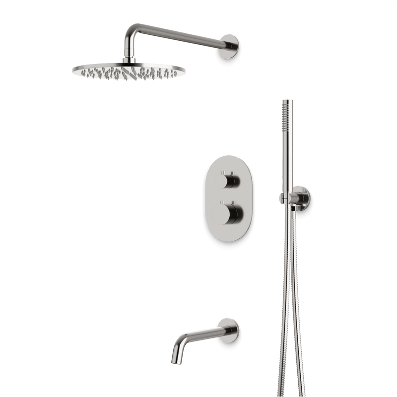 Opera Thermostatic Shower Trim Kit with Hand Shower, Tub Filler - Brushed Nickel / Wide image 1