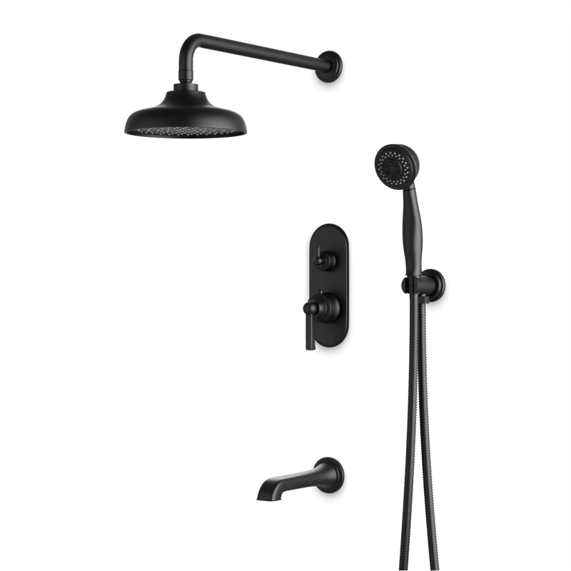 Classic Thermostatic Shower Trim Kit with Hand Shower, Tub Filler - Matte Black / Linear image 1