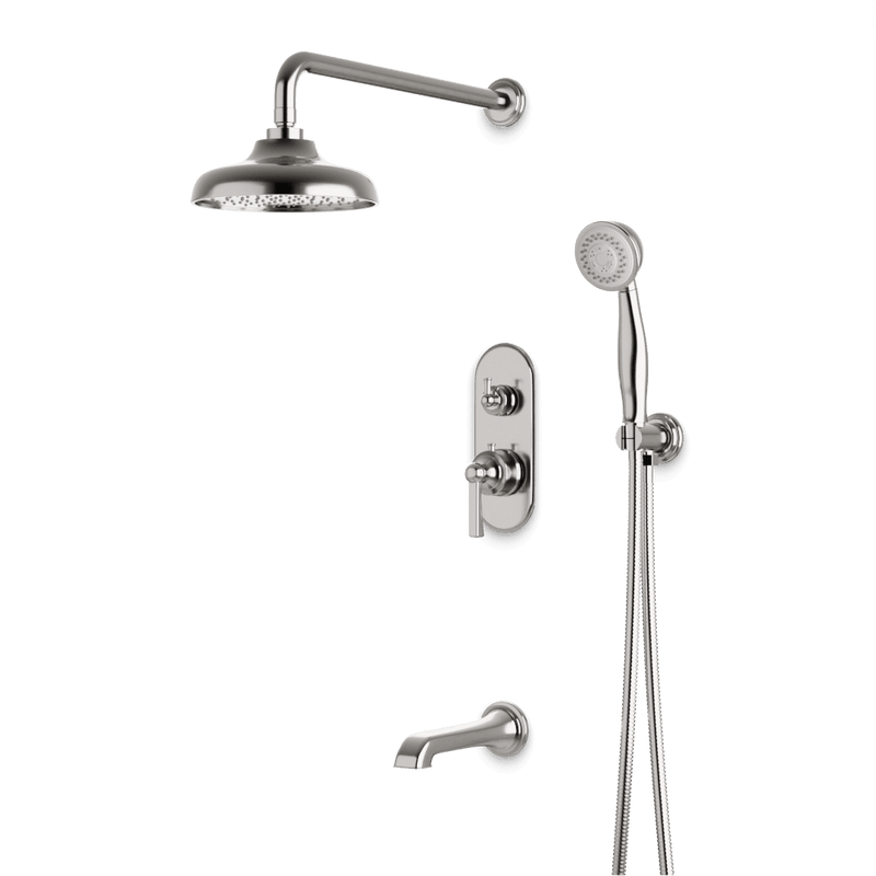 Classic Thermostatic Shower Trim Kit with Hand Shower, Tub Filler - Brushed Nickel / Linear image 1