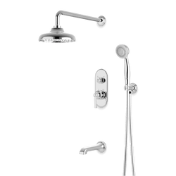 Classic Thermostatic Shower Trim Kit with Hand Shower, Tub Filler - Chrome / Linear thumbnail 1