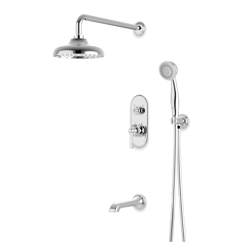 Classic Thermostatic Shower Trim Kit with Hand Shower, Tub Filler - Chrome / Linear image 1