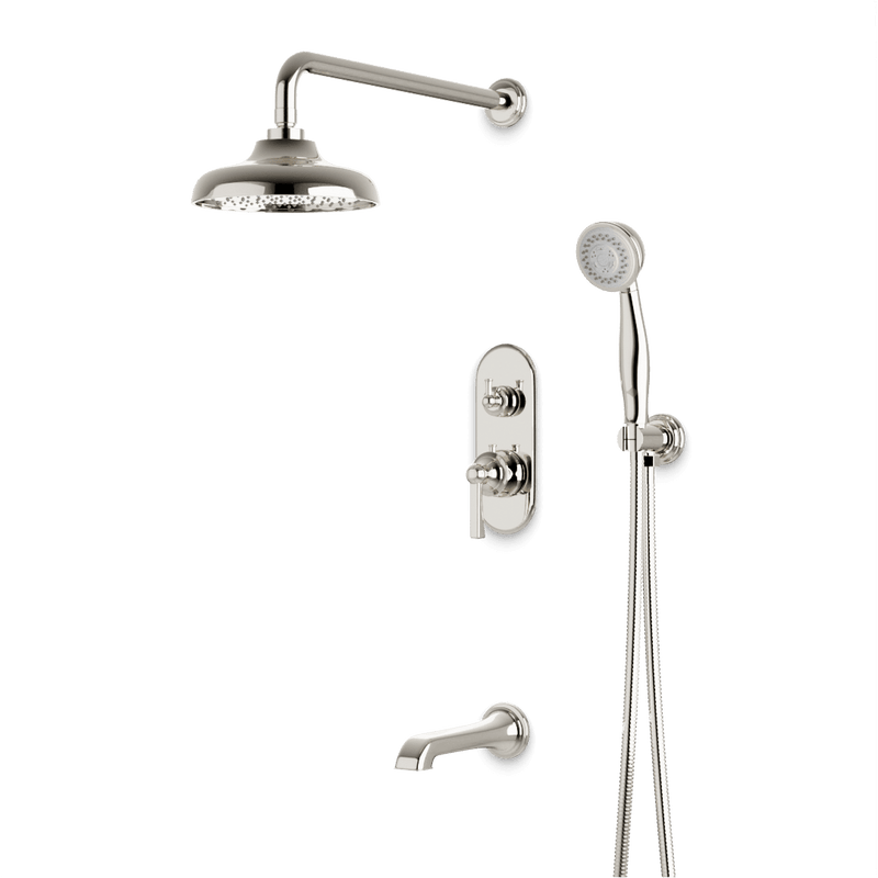 Classic Thermostatic Shower Trim Kit with Hand Shower, Tub Filler - Polished Nickel / Linear image 1