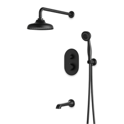 Classic Thermostatic Shower Trim Kit with Hand Shower, Tub Filler - Matte Black / Wide thumbnail 1