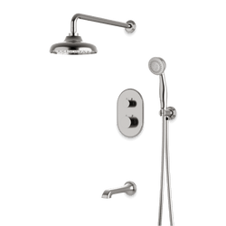 Classic Thermostatic Shower Trim Kit with Hand Shower, Tub Filler - Brushed Nickel / Wide thumbnail 1