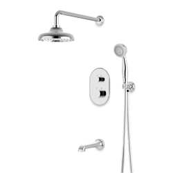Classic Thermostatic Shower Trim Kit with Hand Shower, Tub Filler - Chrome / Wide thumbnail 1