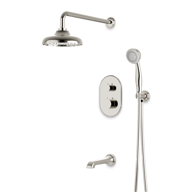 Classic Thermostatic Shower Trim Kit with Hand Shower, Tub Filler - Polished Nickel / Wide image 1