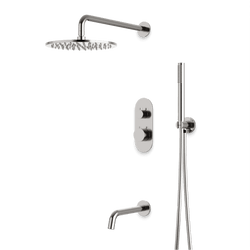 Opera Thermostatic Shower Trim Kit with Hand Shower, Tub Filler - Brushed Nickel / Linear thumbnail 1