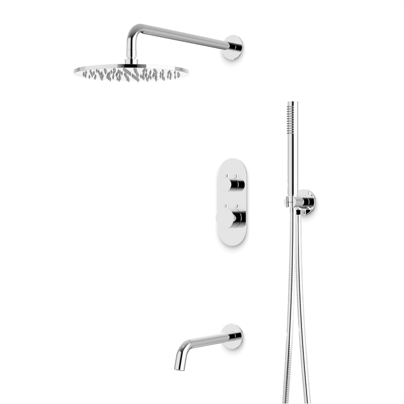 Opera Thermostatic Shower Trim Kit with Hand Shower, Tub Filler - Chrome / Linear image 1