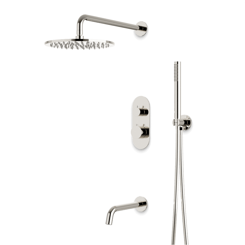 Opera Thermostatic Shower Trim Kit with Hand Shower, Tub Filler - Polished Nickel / Linear image 1