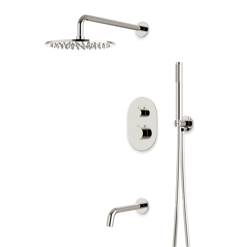 Opera Thermostatic Shower Trim Kit with Hand Shower, Tub Filler - Polished Nickel / Wide image 1