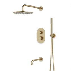Opera Thermostatic Shower Trim Kit with Hand Shower, Tub Filler - Satin Brass / Wide thumbnail 1