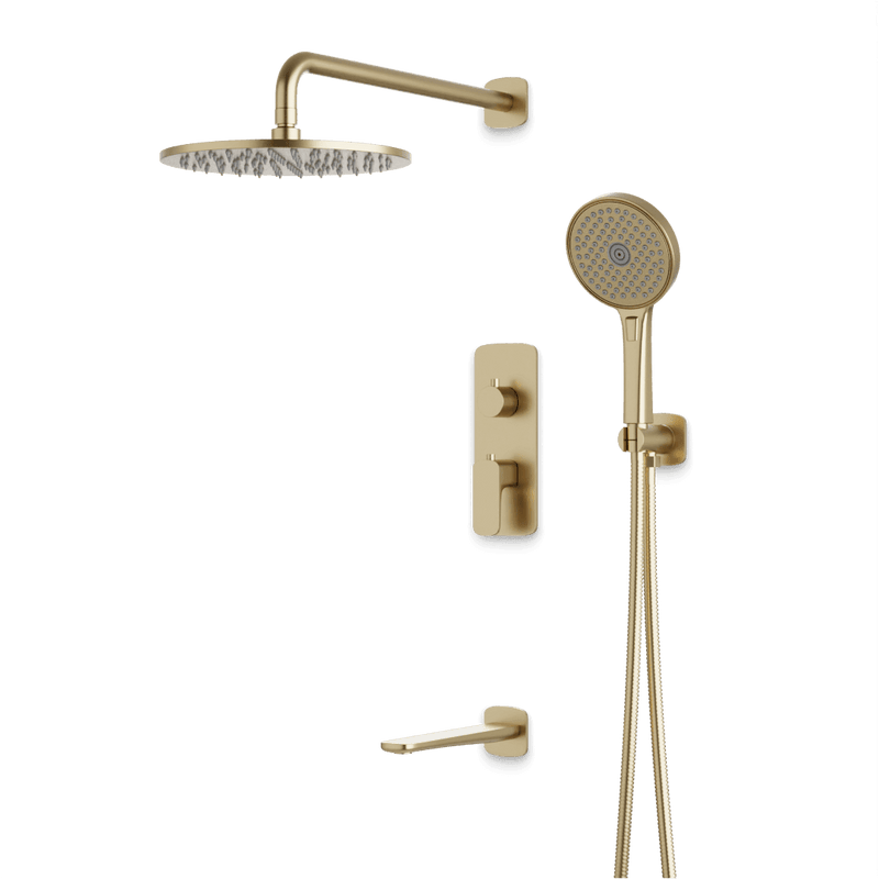 Harmony Thermostatic Shower Trim Kit with Hand Shower, Tub Filler - Satin Brass / 10" (standard) image 1