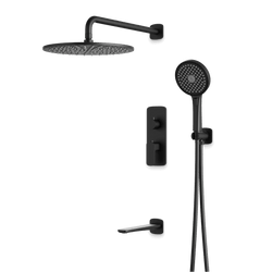 Harmony Thermostatic Shower Trim Kit with Hand Shower, Tub Filler - Matte Black / 12" thumbnail 1
