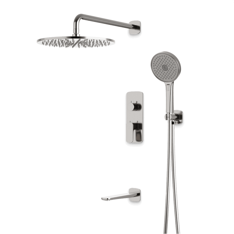 Harmony Thermostatic Shower Trim Kit with Hand Shower, Tub Filler - Brushed Nickel / 12" image 1