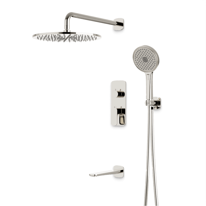 Harmony Thermostatic Shower Trim Kit with Hand Shower, Tub Filler - Polished Nickel / 12" image 1