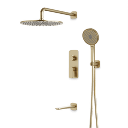 Harmony Thermostatic Shower Trim Kit with Hand Shower, Tub Filler - Satin Brass / 12" thumbnail 1