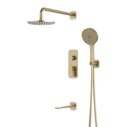 Harmony Thermostatic Shower Trim Kit with Hand Shower, Tub Filler - Satin Brass / 8" thumbnail 1
