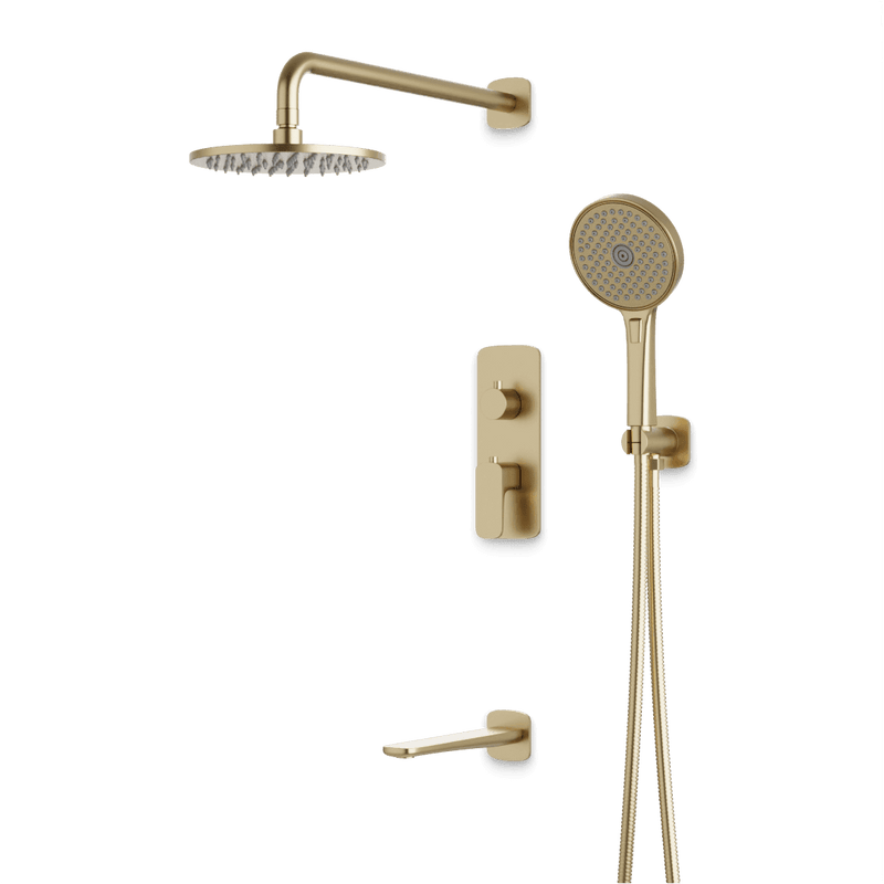 Harmony Thermostatic Shower Trim Kit with Hand Shower, Tub Filler - Satin Brass / 8" image 1