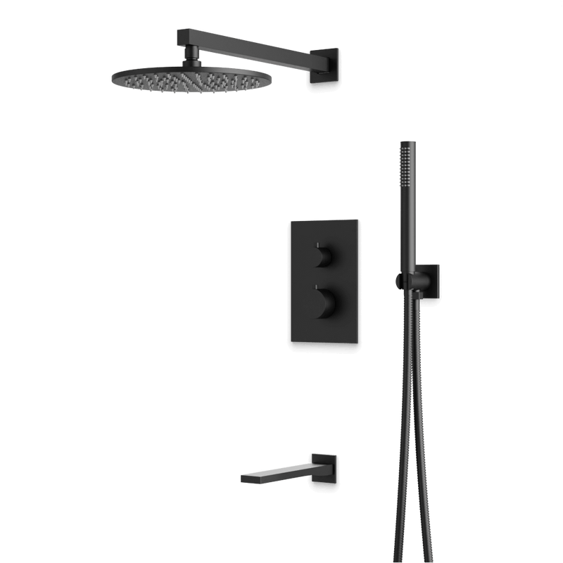 Otella Thermostatic Shower Trim Kit with Hand Shower, Tub Filler - Matte Black / Wide image 1