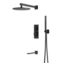 Otella Thermostatic Shower Trim Kit with Hand Shower, Tub Filler - Matte Black / Linear thumbnail 1
