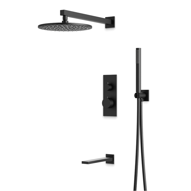 Otella Thermostatic Shower Trim Kit with Hand Shower, Tub Filler - Matte Black / Linear image 1