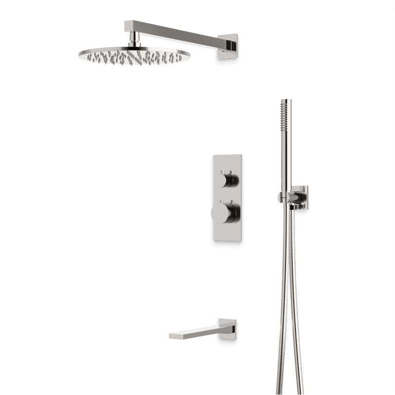 Otella Thermostatic Shower Trim Kit with Hand Shower, Tub Filler - Brushed Nickel / Linear image 1