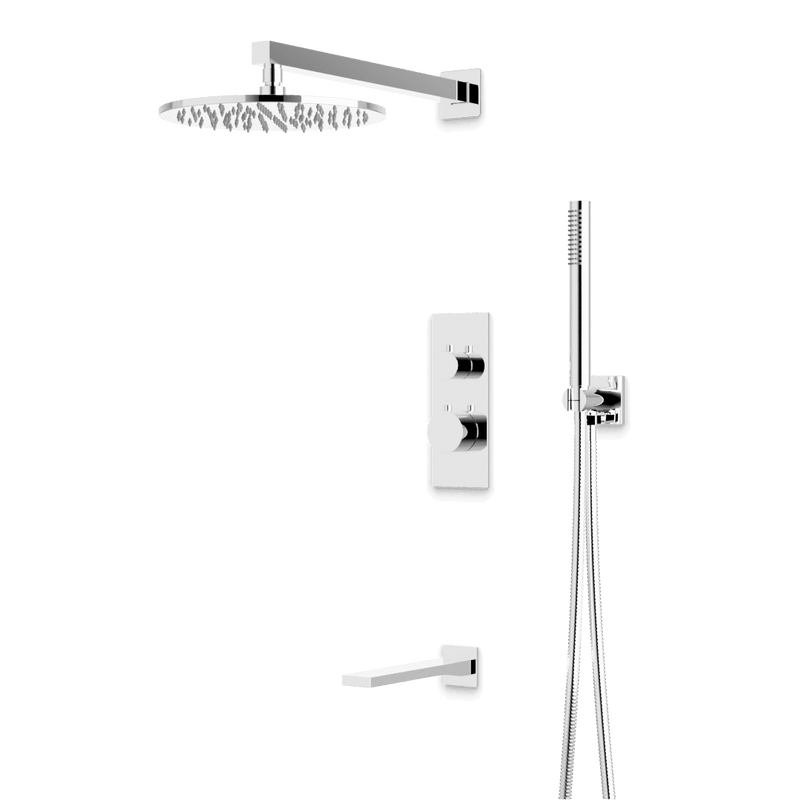 Otella Thermostatic Shower Trim Kit with Hand Shower, Tub Filler - Chrome / Linear image 1