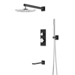 Otella Thermostatic Shower Trim Kit with Hand Shower, Tub Filler - Chrome/Matte Black / Linear thumbnail 1
