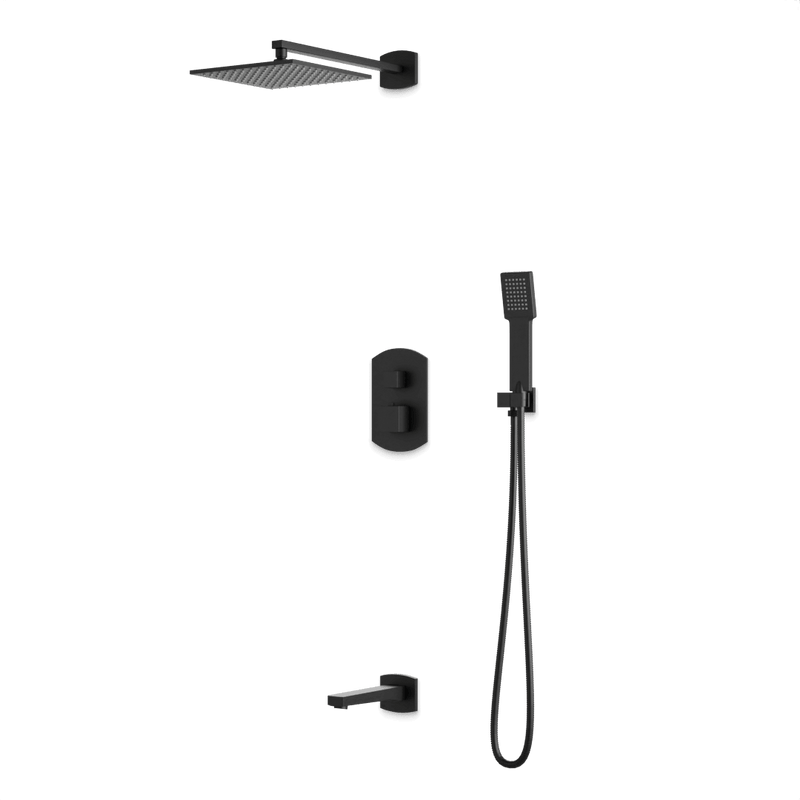 Transitional Thermostatic Shower Trim Kit with Wall Mount Shower Head, Hand Held Shower, Tub Filler Artos US Matte Black 