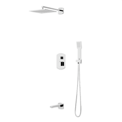 Transitional Thermostatic Shower Trim Kit with Wall Mount Shower Head, Hand Held Shower, Tub Filler Artos US Chrome 