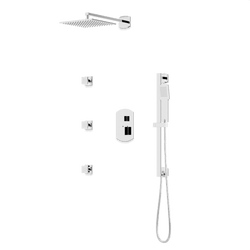 Transitional Thermostatic Shower Trim Kit with Wall Mount Shower Head, Hand Shower on Slide Bar, Body Jets - Chrome thumbnail 1