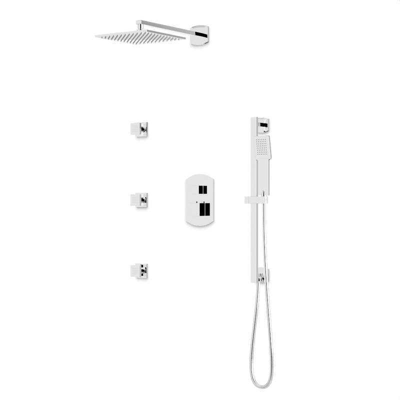Transitional Thermostatic Shower Trim Kit with Wall Mount Shower Head, Hand Held Shower on Slide Bar, Body Jets Artos US Chrome 