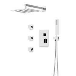 Edge Thermostatic Shower Trim Kit with Wall Mount Shower Head, Hand Shower, Body Jets - Chrome / Wide thumbnail 1