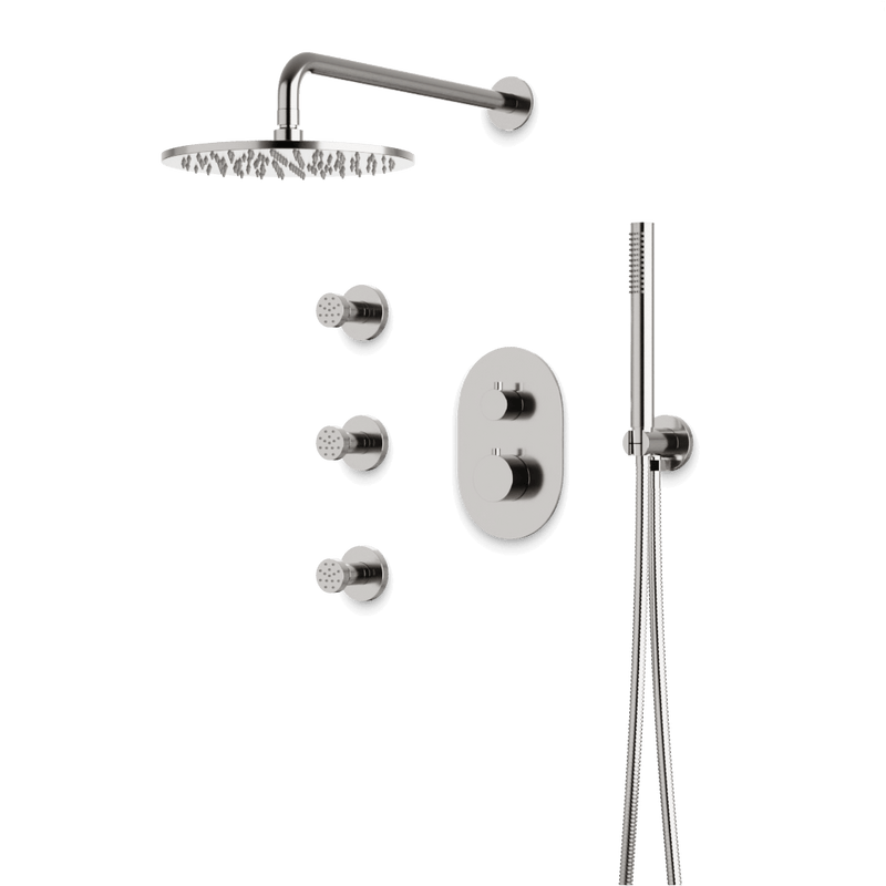 Opera Thermostatic Shower Trim Kit with Hand Shower, Body Jets - Brushed Nickel / Wide image 1