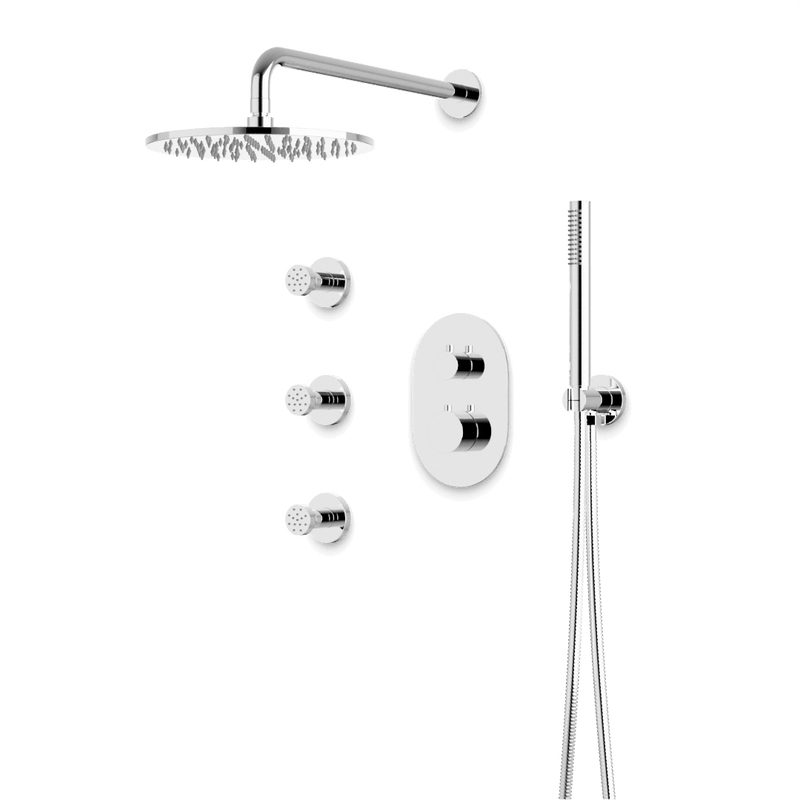 Opera Thermostatic Shower Trim Kit with Hand Shower, Body Jets - Chrome / Wide image 1