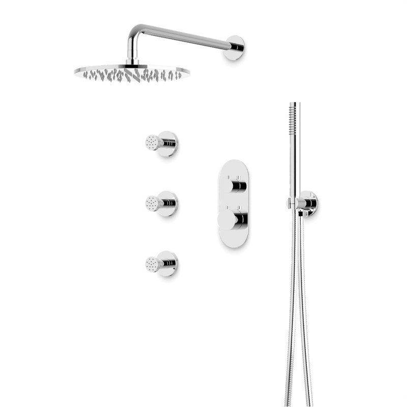 Opera Thermostatic Shower Trim Kit with Hand Shower, Body Jets - Chrome / Linear image 1