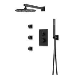 Otella Thermostatic Shower Trim Kit with Hand Shower, Body Jets - Matte Black / Wide thumbnail 1
