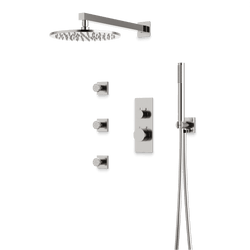 Otella Thermostatic Shower Trim Kit with Hand Shower, Body Jets - Brushed Nickel / Linear thumbnail 1