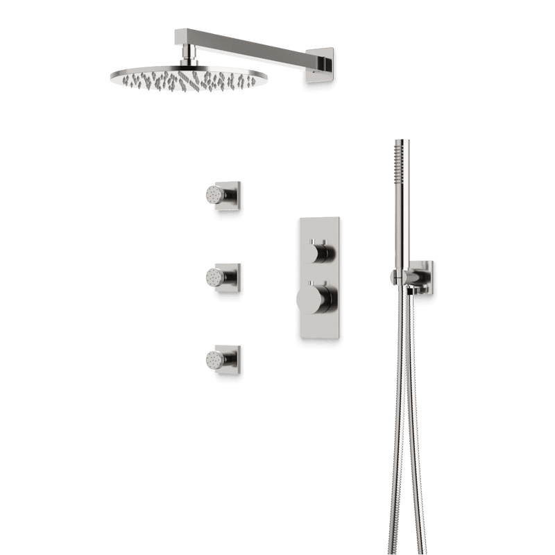 Otella Thermostatic Shower Trim Kit with Hand Shower, Body Jets - Brushed Nickel / Linear image 1