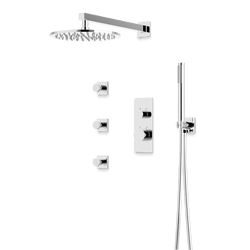 Otella Thermostatic Shower Trim Kit with Hand Shower, Body Jets - Chrome / Linear thumbnail 1