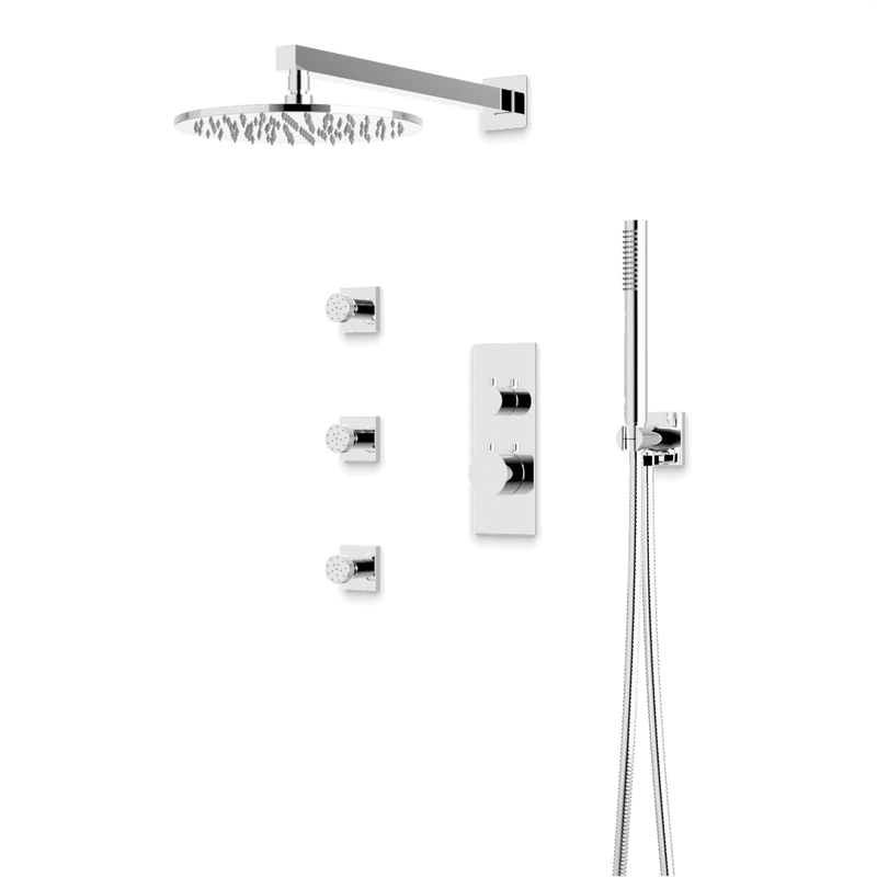 Otella Thermostatic Shower Trim Kit with Hand Shower, Body Jets - Chrome / Linear image 1