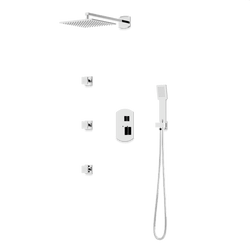 Transitional Thermostatic Shower Trim Kit with Wall Mount Shower Head, Hand Shower, Body Jets - Chrome thumbnail 1