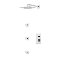 PS131 - Square Thermostatic Shower Trim Kit with Wall Mount Shower Head, Body Jets Artos US Chrome 