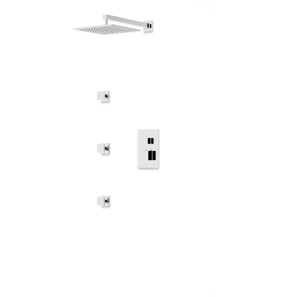 PS131 - Square Thermostatic Shower Trim Kit with Wall Mount Shower Head, Body Jets Artos US Chrome 